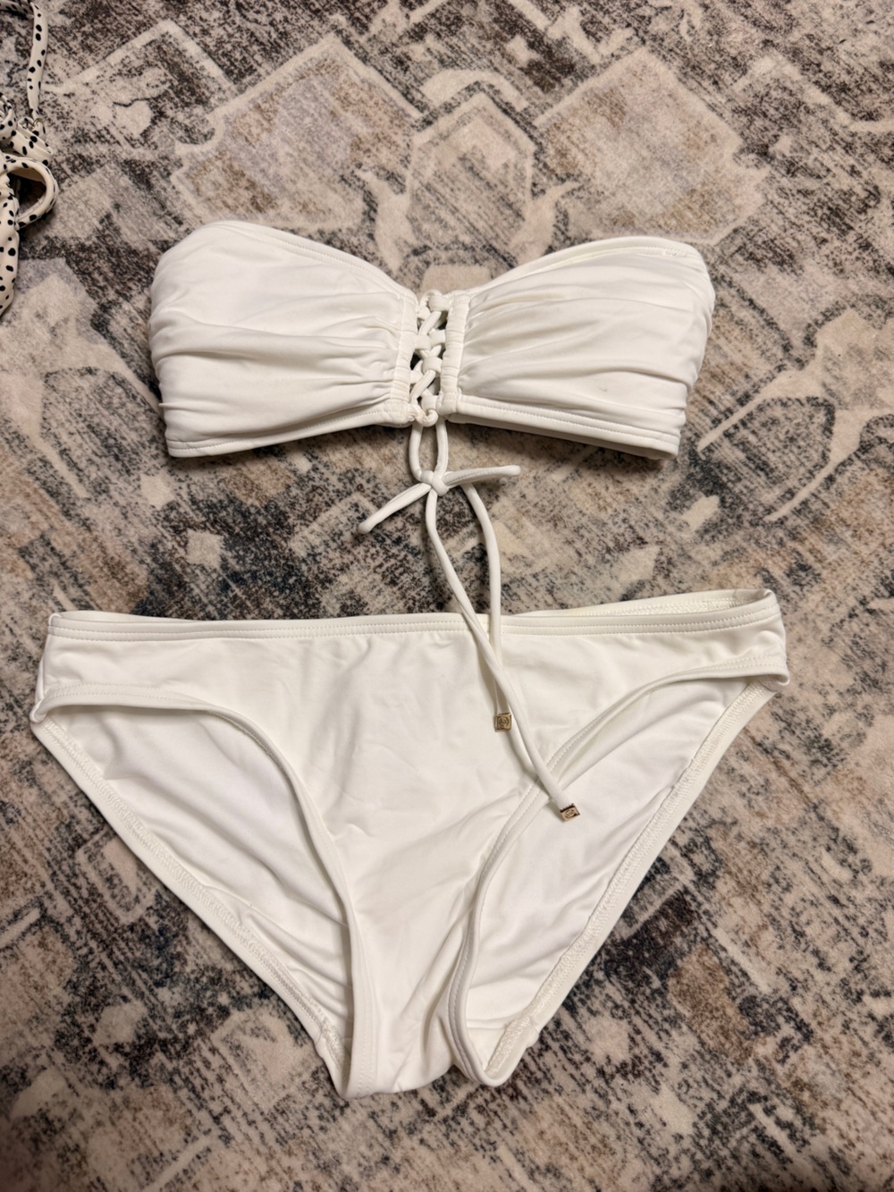 Michael Kors White Bikini Top with Gold Accent